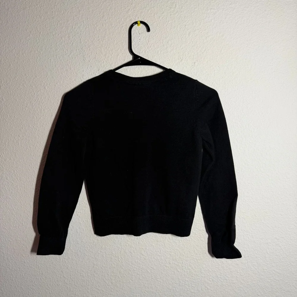 The Children's Place Cardigan Sweater Girls Medium 7/8 Black Ribbed Button Front